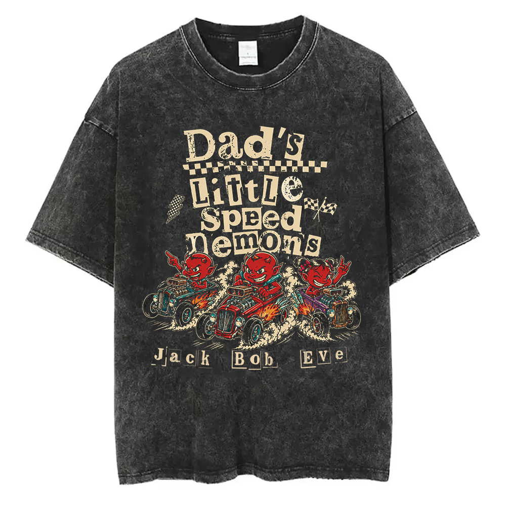 Personalized Dad's Little Speed Demons T-Shirt, Custom Kid Names Race Car Dad Tee, Racing Dad Gift