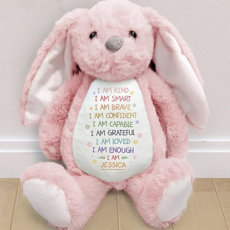 Personalized Easter Bunny Soft Stuffed Animal Custom Name Kids Gift Cute Nursery Decor Baby Shower Keepsake Plush Bunny Toy