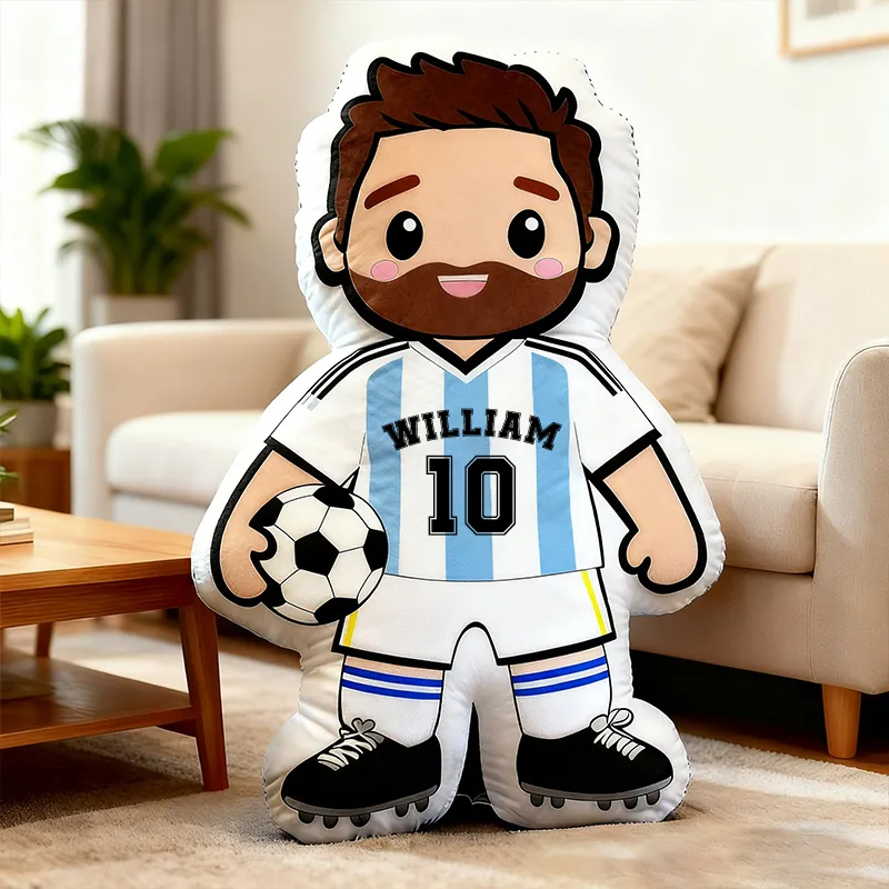 Personalized Soccer Player Pillow with Custom Jersey Number