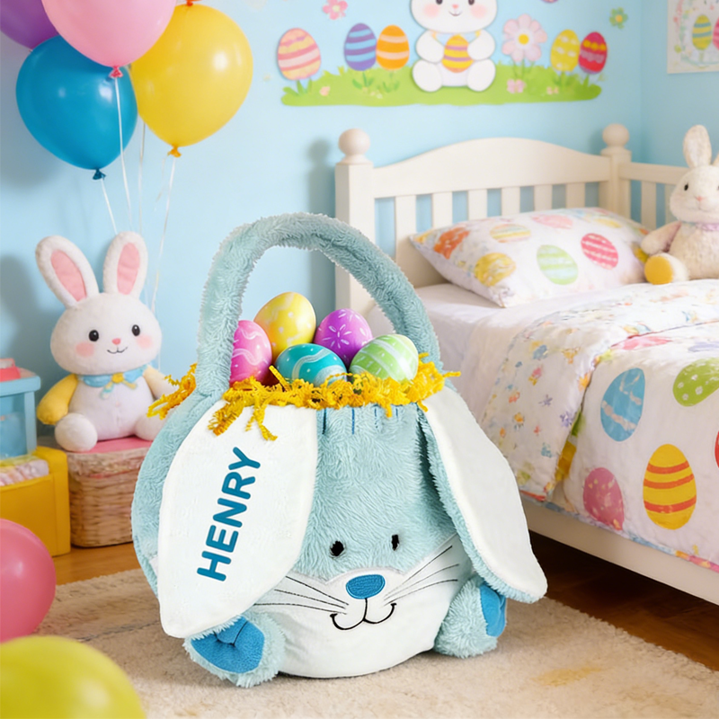 Personalized Easter Bunny Basket Personalized Easter Basket Blue Easter Bunny Easter Basket for Kids Baby Gift for Easter