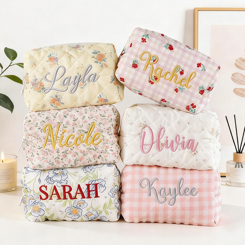 Personalized Toiletry Bag Floral Makeup Bag Embroidered Cosmetic & Toiletry Pouch Birthday Gifts Travel Gifts
