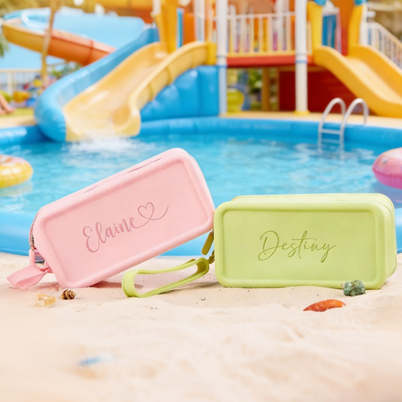Personalized Beach Makeup Bag Waterproof Beach Pouch Beach Cosmetic Bag Silicone Makeup Bag Swimming Bag 