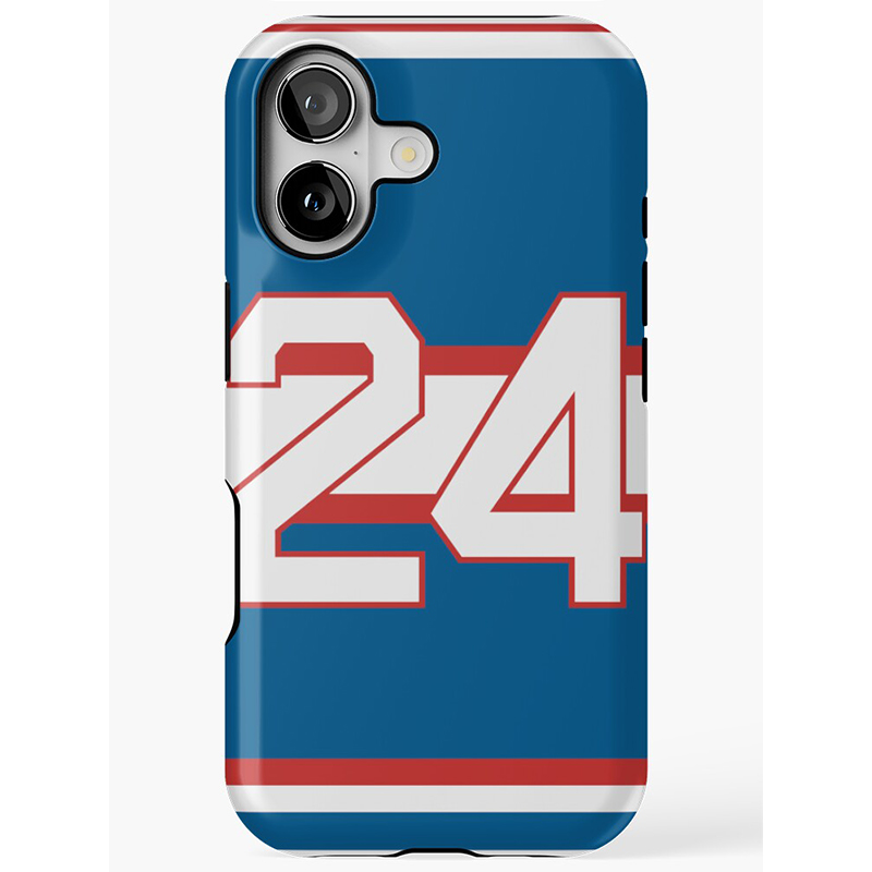 Personalized HR Theme Retro Blue Hockey Jersey Phone Case for Team Supporters and Game Day Enthusiasts