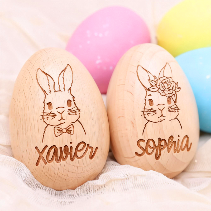 Personalized Personalized Wooden Easter Egg Engraved Bunny My First Easter Kids Easter Gifts Baby First Easter