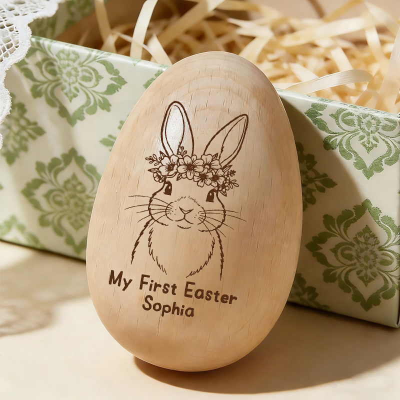 Personalized Wooden Easter Egg My First Easter Kids Easter Gifts Baby First Easter