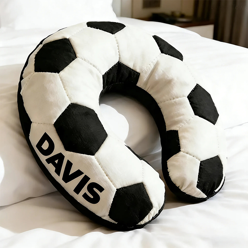 Personalized Soccer U-Shaped Pillow with Custom Name for Soccer Fans