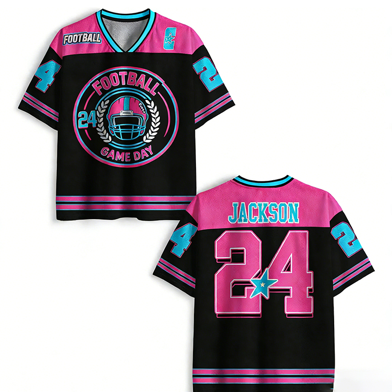 Personalized Bold Color Block Football Game Day Mesh Jersey Custom Name and Number for Football Lovers