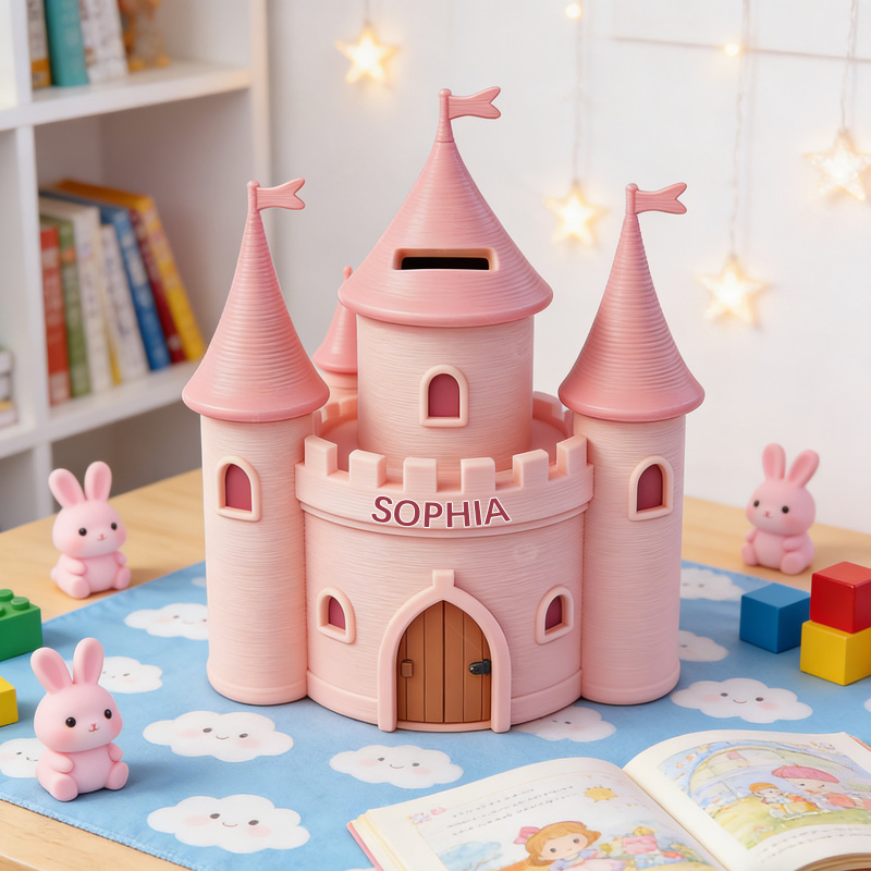 Personalized Princess Castle Theme Name Custom Kids Savings Coin Money Box Cute Room Decor Gift 3D Printing Piggy Bank