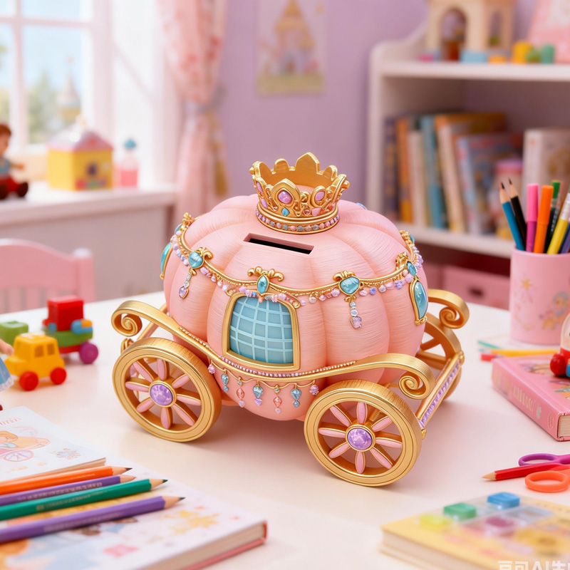 Princess Carriage Theme Fairytale Pumpkin Coach Style Kids Savings Coin Money Box Elegant Room Decoration Gift 3D Printing Piggy Bank