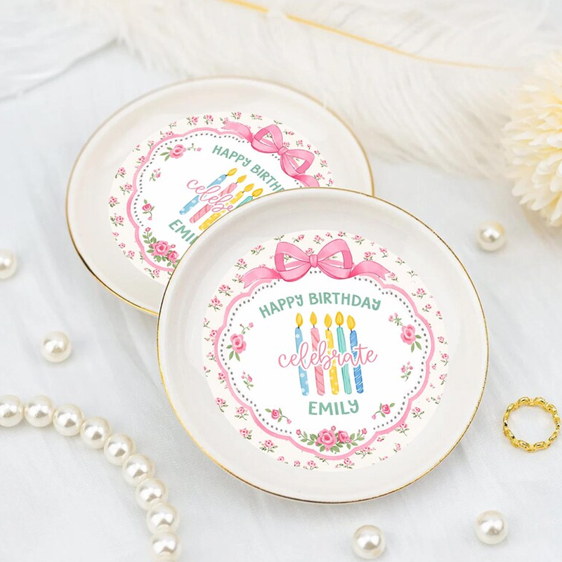 Personalized Birthday Jewelry Dish For Girls Custom Name Ceramic Trinket Tray Gift Birthday Gift