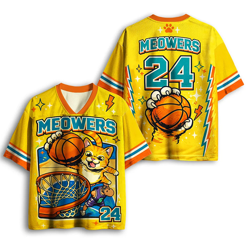 Personalized Funny Cat Basketball Mesh Jersey Custom Name and Number for Pet & Sports Fans