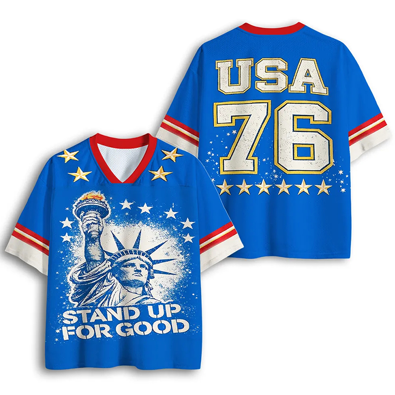 Personalized "Stand Up For Good" USA Liberty Mesh Jersey Patriotic American Sports Shirt  for 4th of July & American Pride Fans