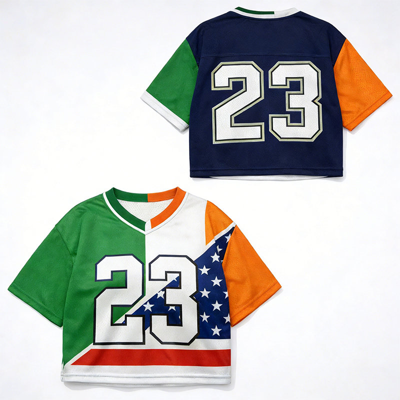 Personalized Irish American Crop Top Jersey Custom Number Patriotic & Trendy Wearers St Patrick's Day Shirt