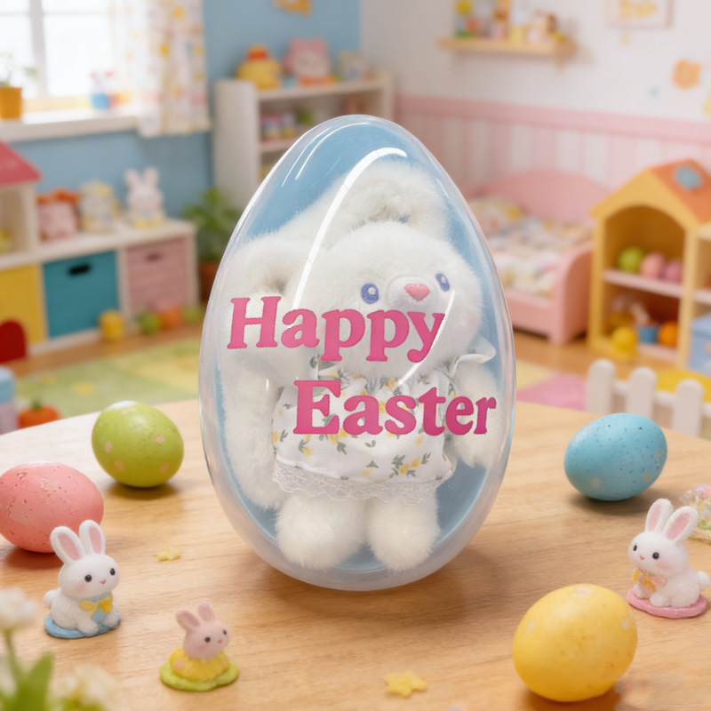 Personalized Stretchable Plush Bunny Keychain and Fillable Jumbo Easter Egg Set with Name Party Favor Egg Hunting Easter Hamper Gift for Boys Girls