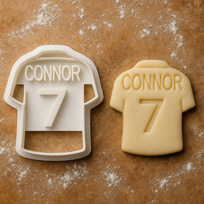 Personalized Soccer Jersey Cookie Cutter with Custom Name and Number Design Team Gift for Kids  