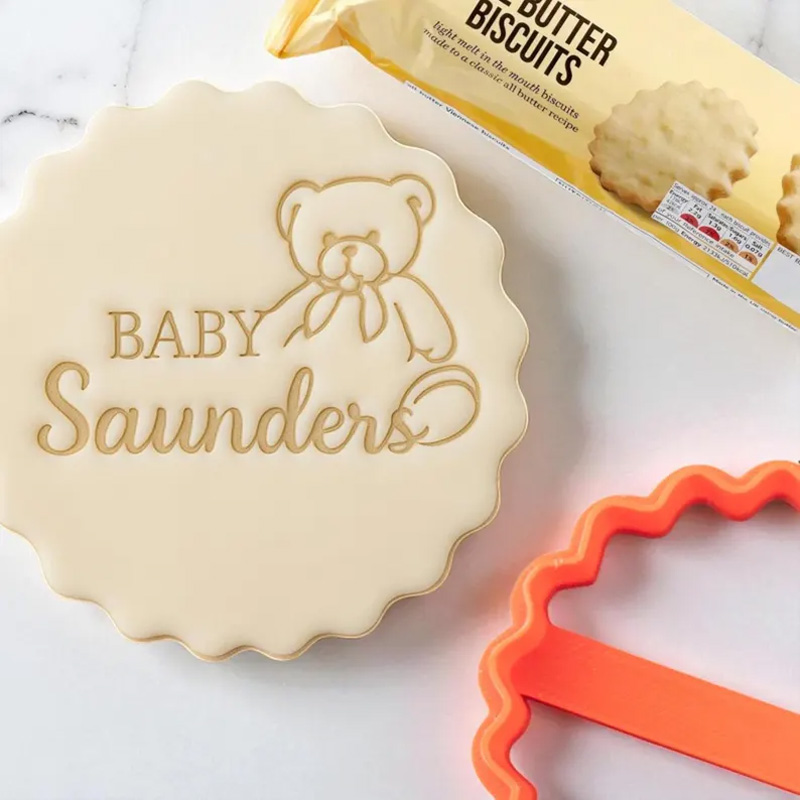 Personalized Adorable Teddy with Custom Name Kids Birthday Baking Decoration Cookie Cutter