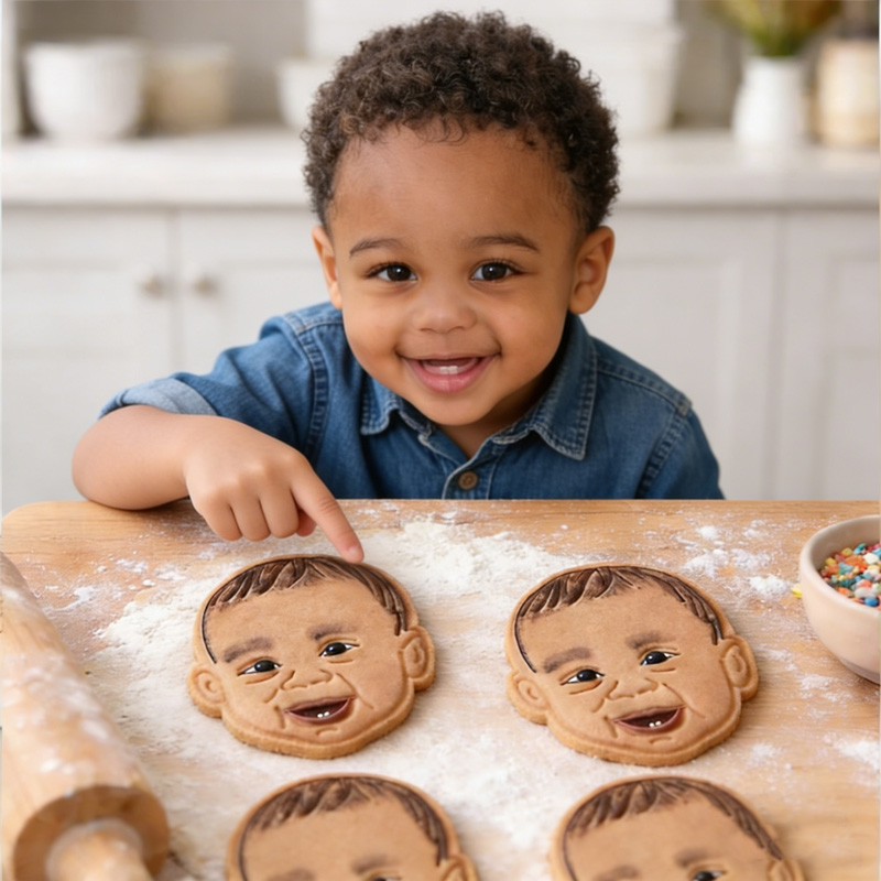 Personalized Cute Child Face Shape Custom Name Family Celebration Baking Tool Cookie Cutter