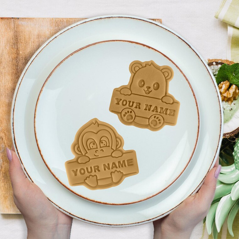 Personalized Cute Animal Shape Custom Name Kids Party Baking Gift Fondant Stamp Cookie Cutter
