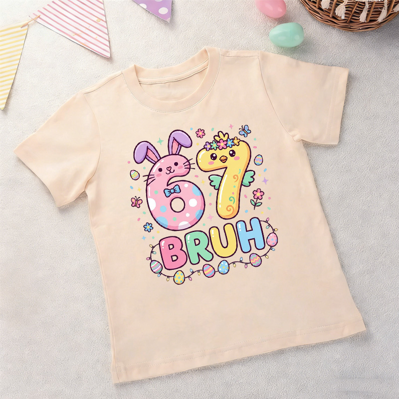 Personalized Cute Easter Egg Pattern Custom Number Name Spring Celebration Outfit Kid T-shirt