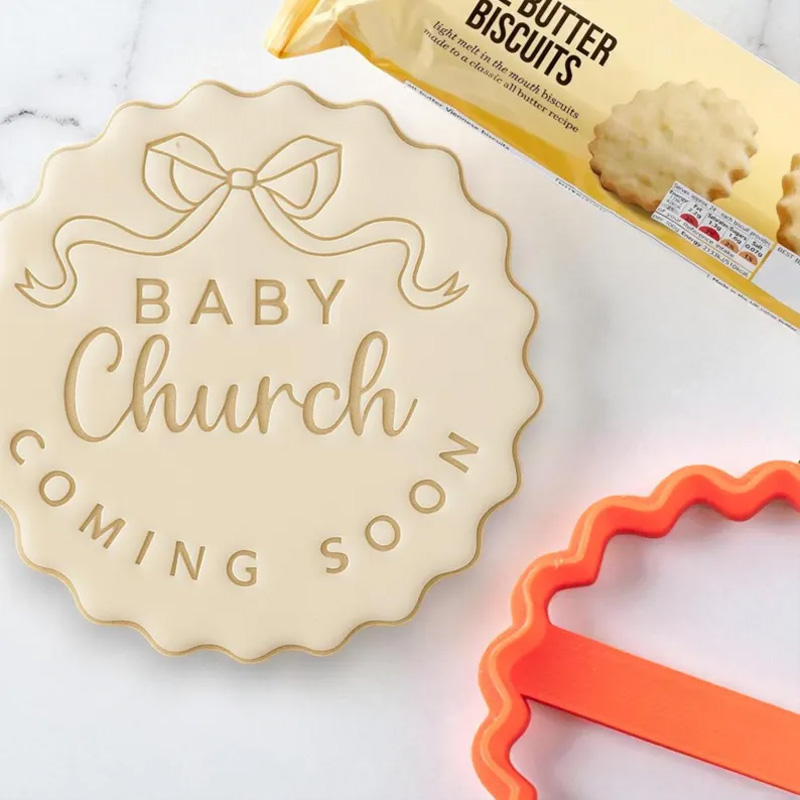 Personalized Baby Announcement Custom Name Coming Soon Bow Shape Shower Gift Cookie Cutter