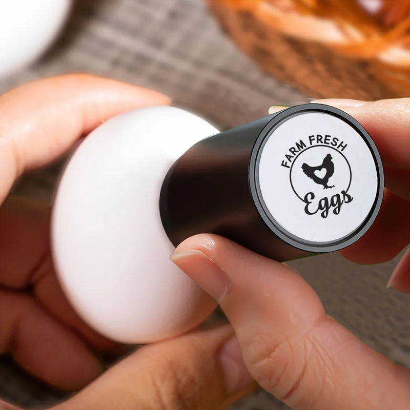 Personalized Hen Silhouette Egg Safe Egg Stamp Carton Stamp with Food Grade Ink Text and Box Birthday Gift for Farmer Breeder