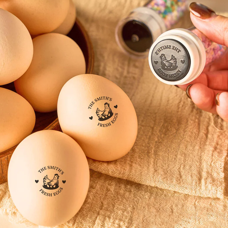 Personalized Egg Stamp Personalised Eggs Stamp Chicken Coop Gifts for Farmer Name Stamp Chicken Egg Stamp Egg Stamp for Farmer