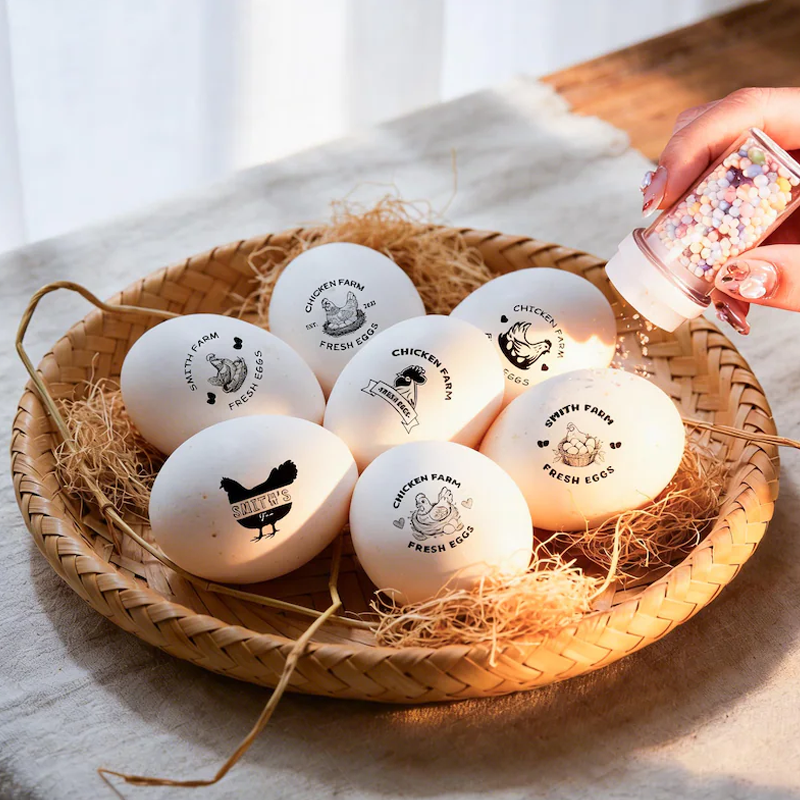 Personalised Eggs Stamp Chicken Coop Gifts for Farmer Name Stamp Chicken Egg Stamp Egg Stamp for Farmer Farmer's Market Egg Logo