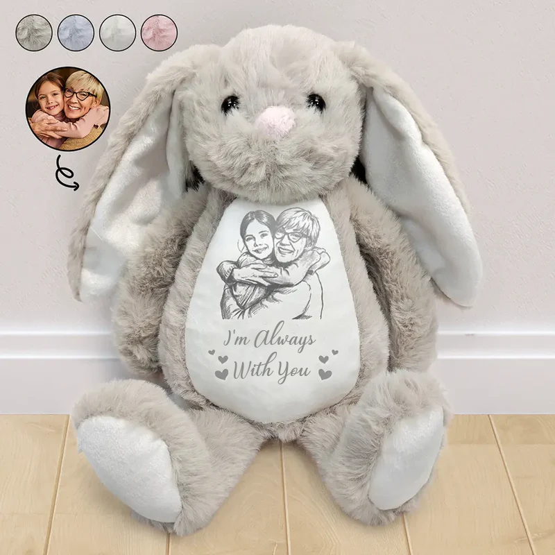 Personalized Photo Pencil Sketch with Text Soft Toy Bunny Kids Easter Gifts