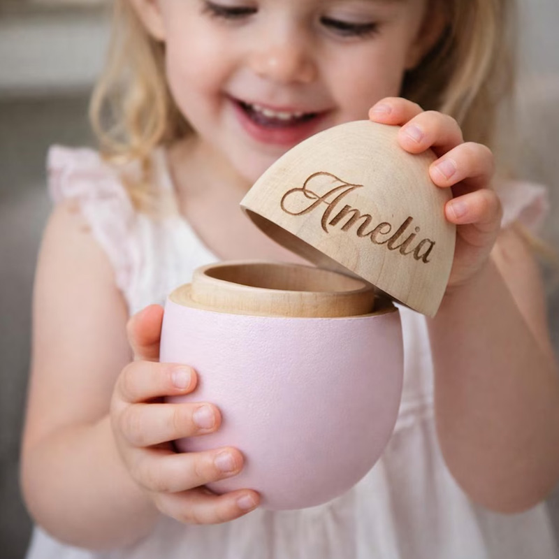 Personalized Wooden Pastel Theme Custom Name Gift For Kids Spring Holiday Surprise Box Easter Egg