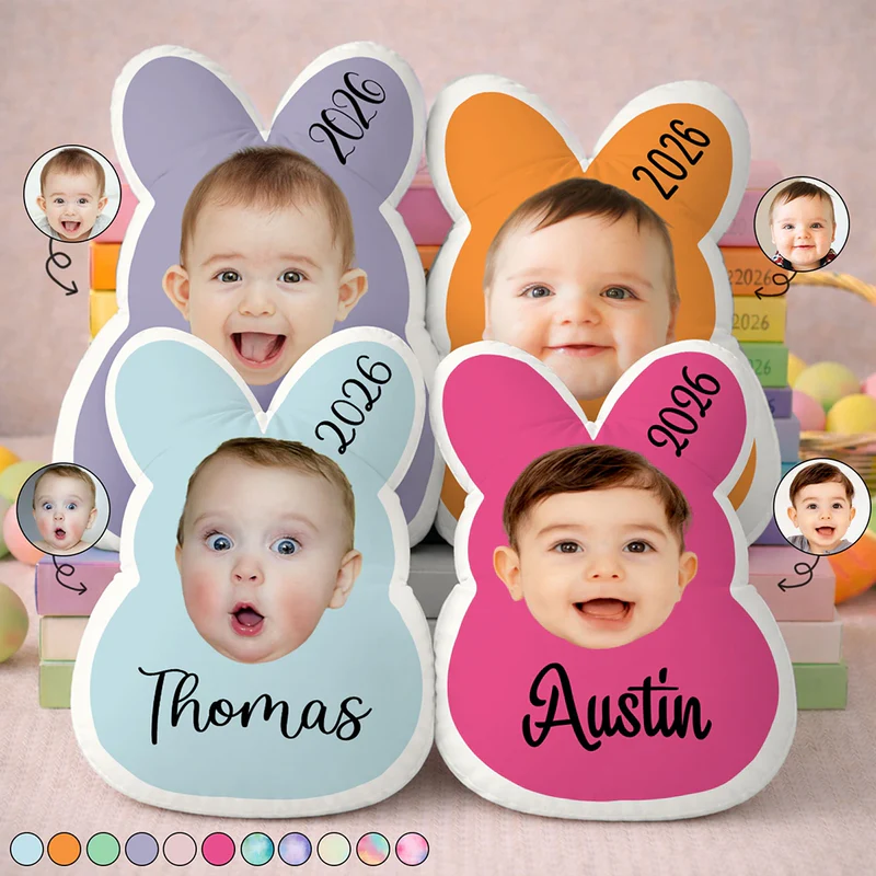 Personalized Photo Easter Bunny Peeps Shaped Pillow Easter Gift for Boys Girls Funs Gifts