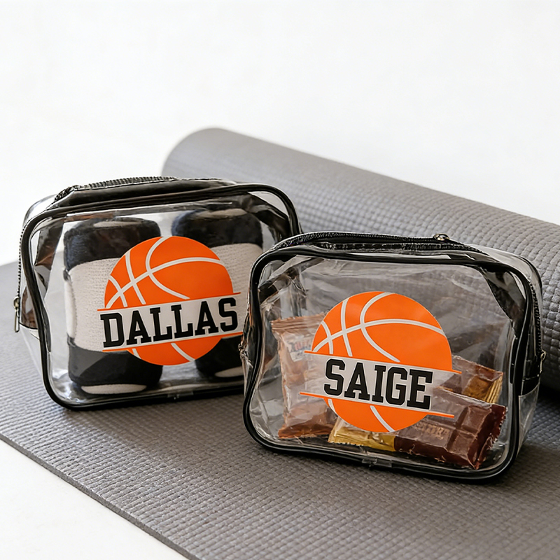 Personalized Clear Basketball Snack Bag with Custom Name for Team Members, Game Day, and Travel