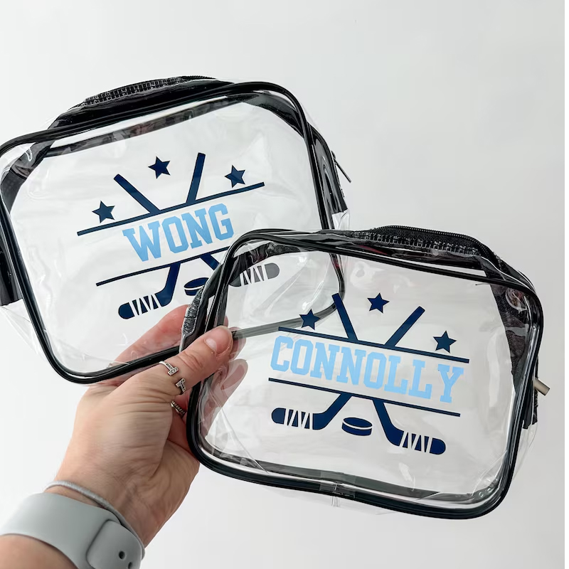 Personalized Ice Hockey Clear Snack Bag with Custom Name for Game Day Essentials and Travel
