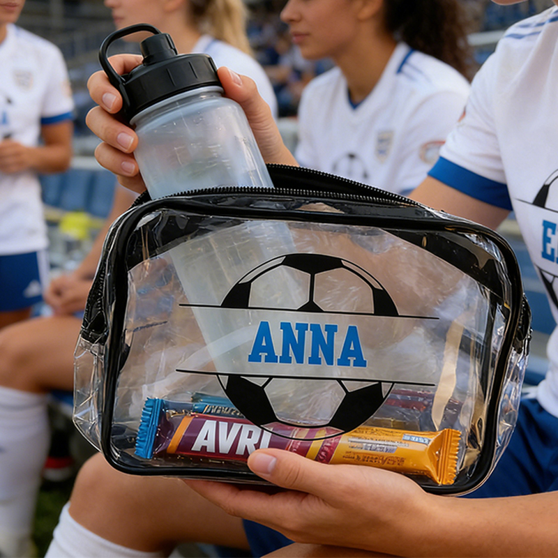 Personalized Soccer Clear Snack Bag with Custom Name for Team Members, Training and Travel