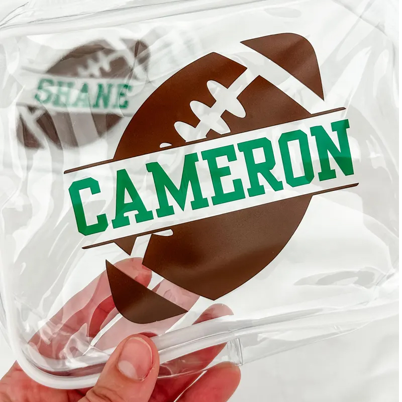 Personalized Football Clear Snack Bag with Custom Name for Game Day and Practice