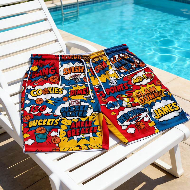 Personalized Comic Book Slam Dunk & Buzzer Beater Shorts for Basketball and Streetball Enthusiasts