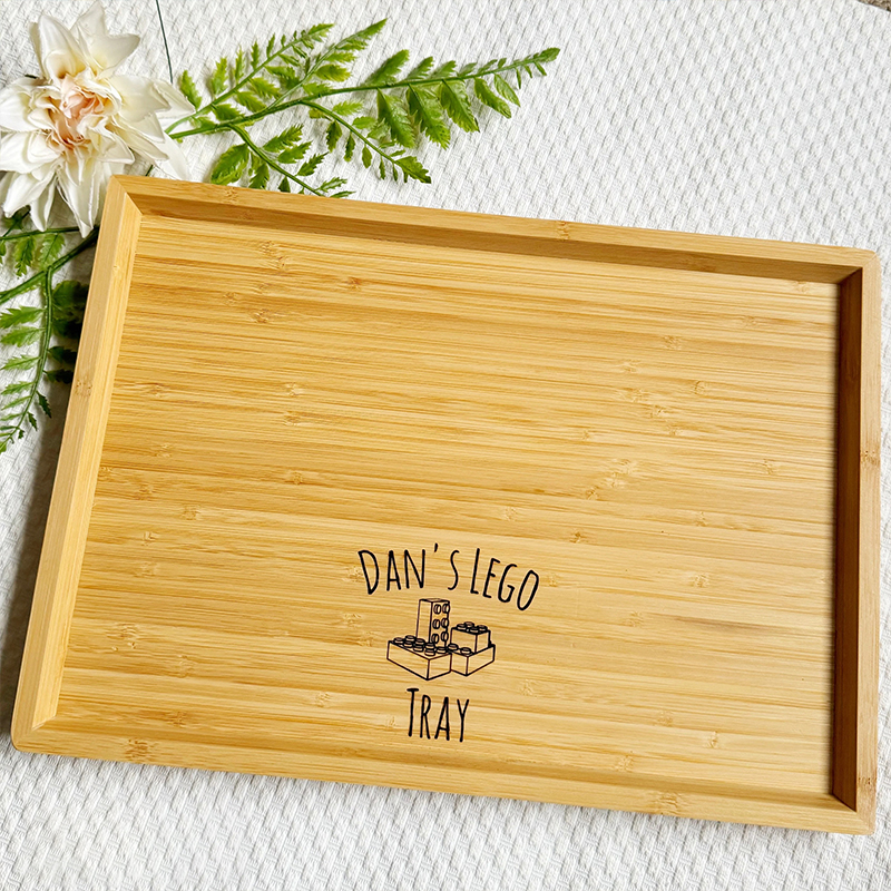 Personalized Building Block Storage Tray Wooden Custom Name Kids Organizer Gift