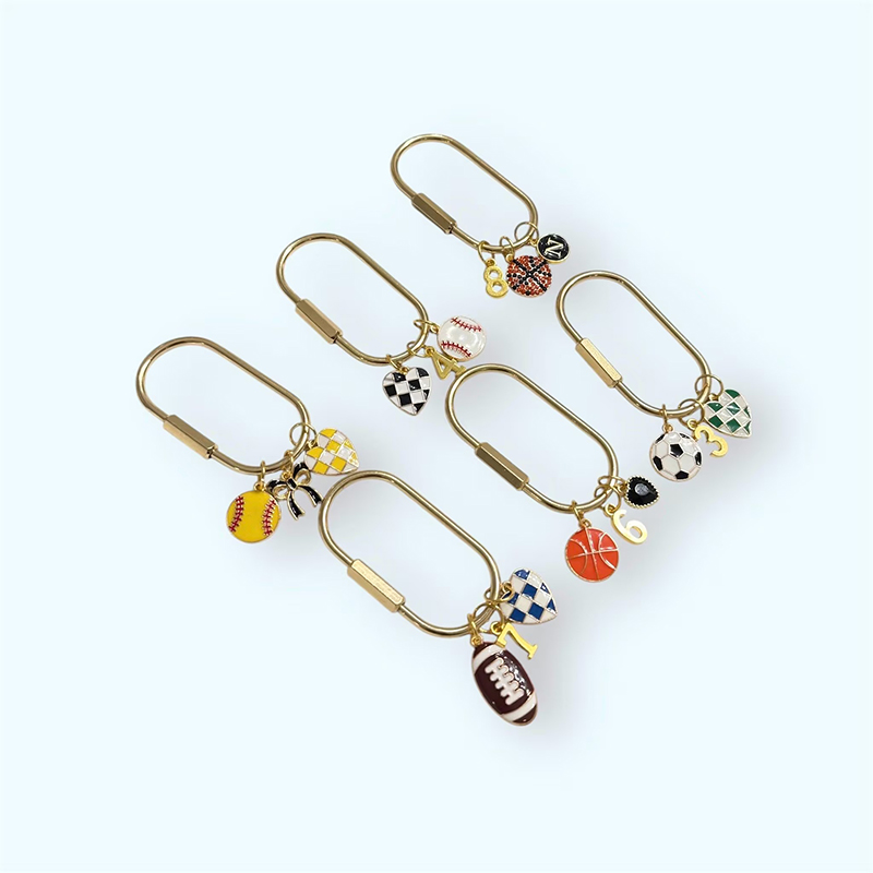 Personalized Kids Sports Ball Keychain Custom Initial Metal Keyring  Enamel Basketball Soccer Baseball Pendant Gift for Little Athletes