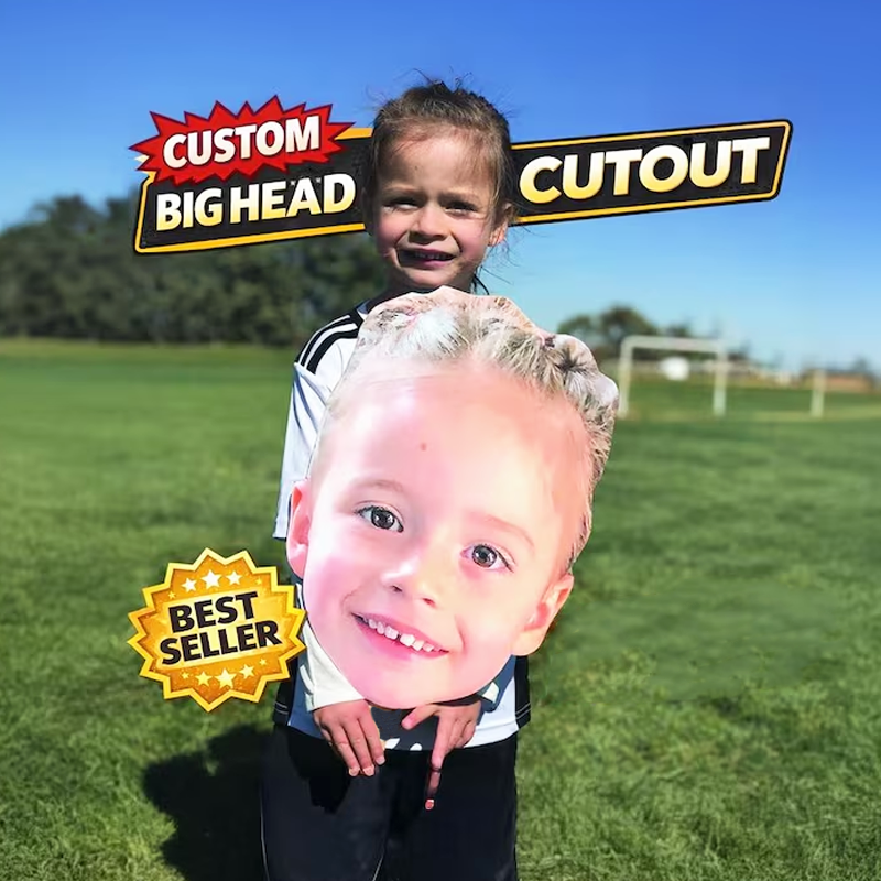Personalized 1pc Big Head on a Stick Funny Face Cutout for Birthday Party Waterproof Plastic Photo Prop Photo Booth