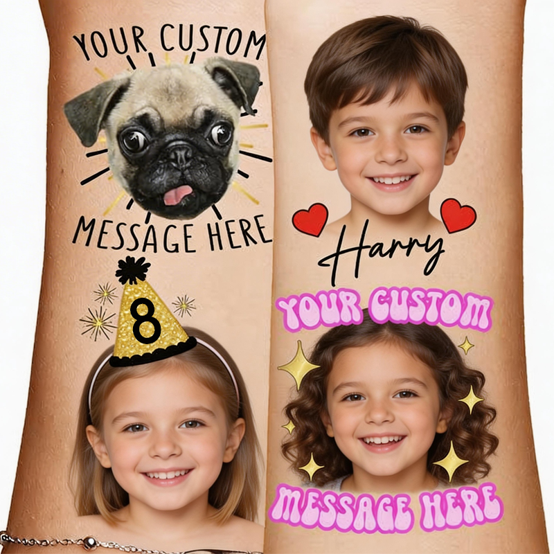 Personalized Birthday Party Waterproof Tattoos with the Face Favors Custom Birthday Face Tattoo Birthday Favors