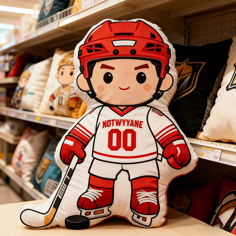 Personalized Ice Hockey Player Pillow with Custom Name and Number Perfect for Fans of All Ages