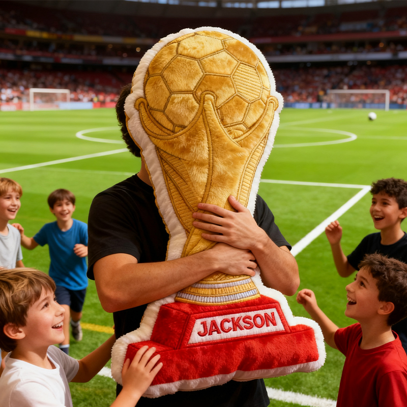 Personalized Graphic3DPrint Soccer Golden Trophy Pillow with Custom Name for Champions Graphic 3D Print