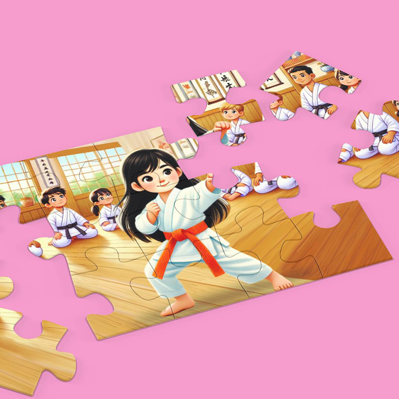 Personalized Karate Girl Puzzle Custom Name Jigsaw for Martial Arts Loving Girls Birthday Gift Karate Party Favor