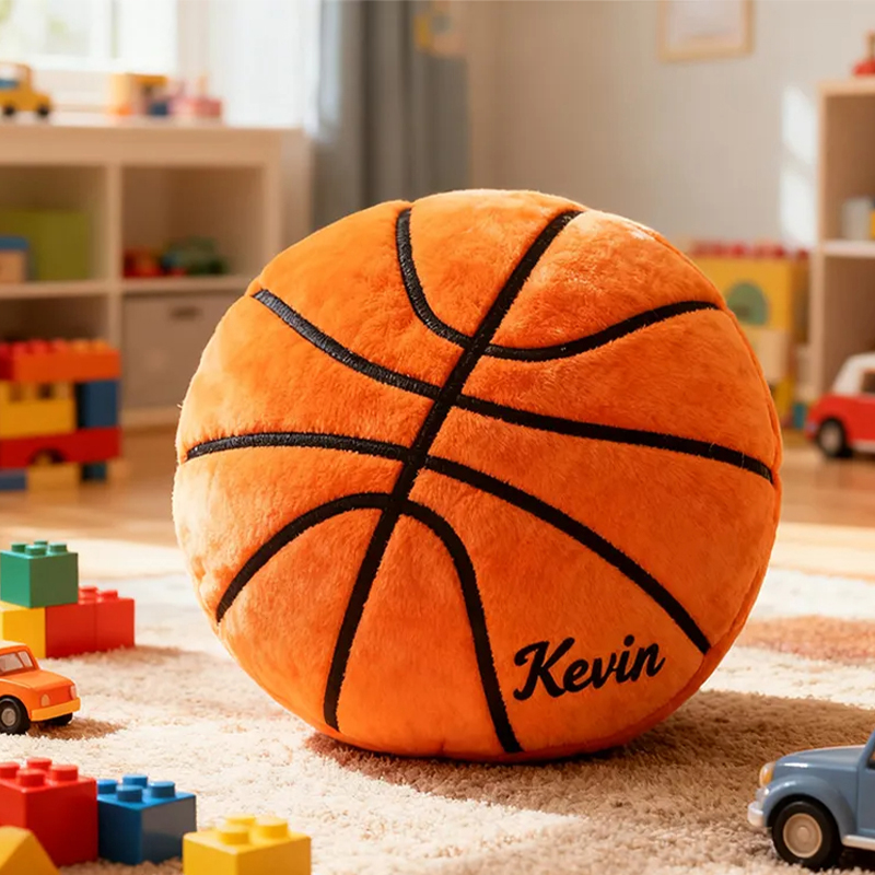 Personalized Plush Basketball Pillow with Custom Name for Sports Fans and Kids