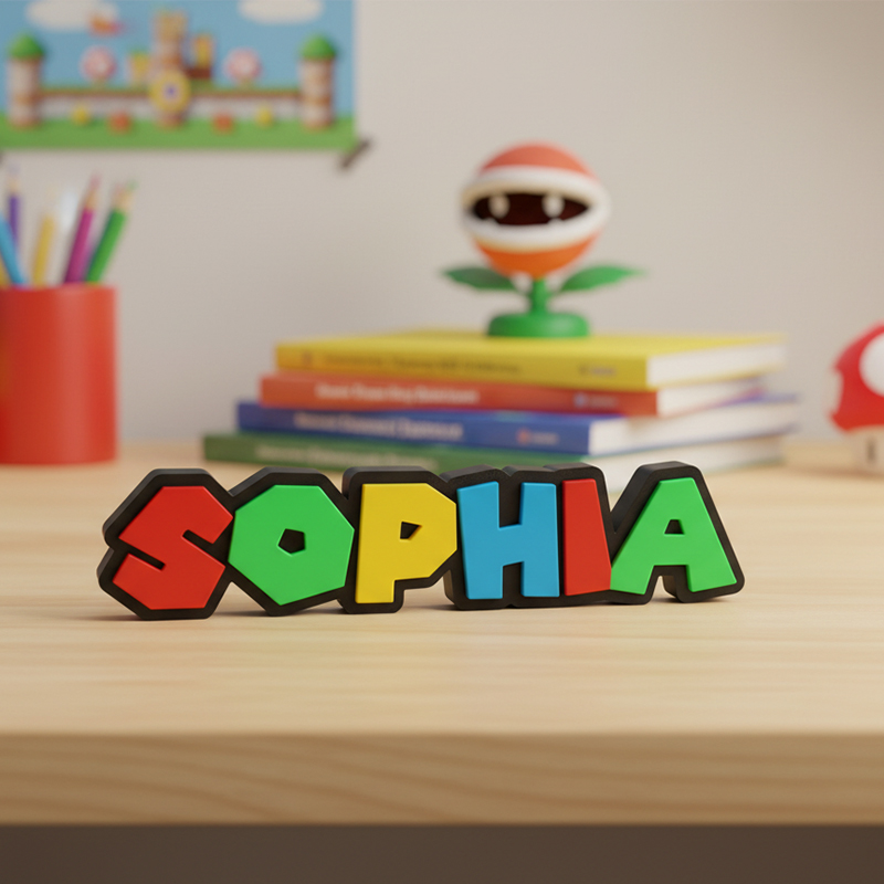 Personalized  3D Printed Name Sign  Custom Retro Gamer Desk Decor  Kids Birthday Gift for Gaming Fans