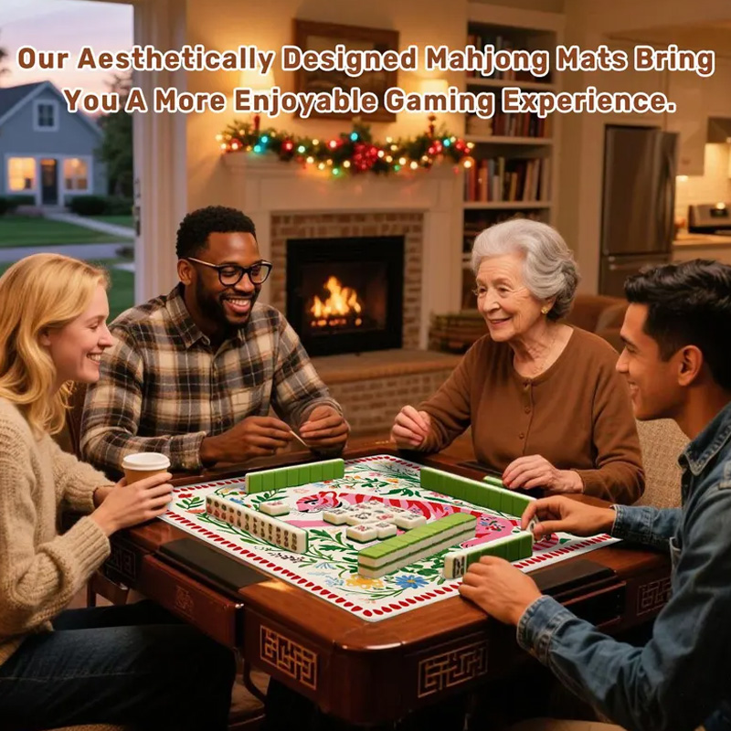 Personalized Floral Animal Theme Waterproof Table Protector Family Game Gift Mahjong Mat