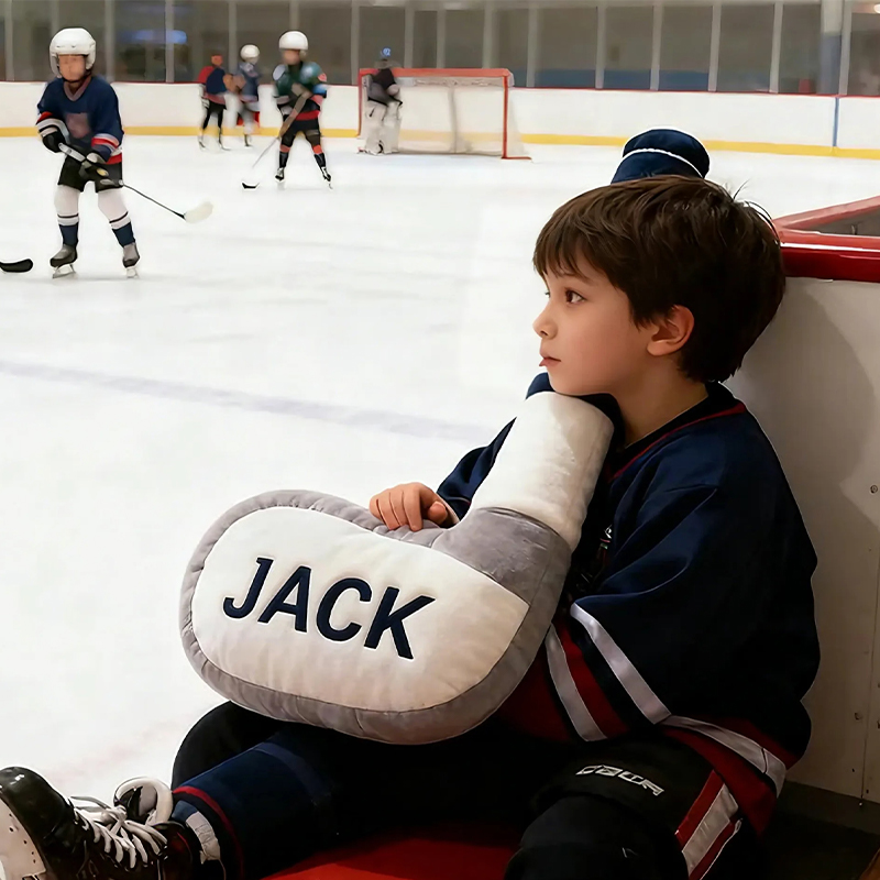 Personalized Ice Hockey Stick Pillow with Custom Name for Kids’ Playrooms and Bedrooms 