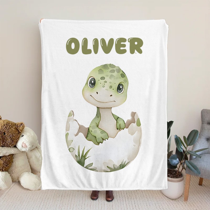 Personalized Cute Dinosaur Gender Neutral Baby Blanket Birthday Gift