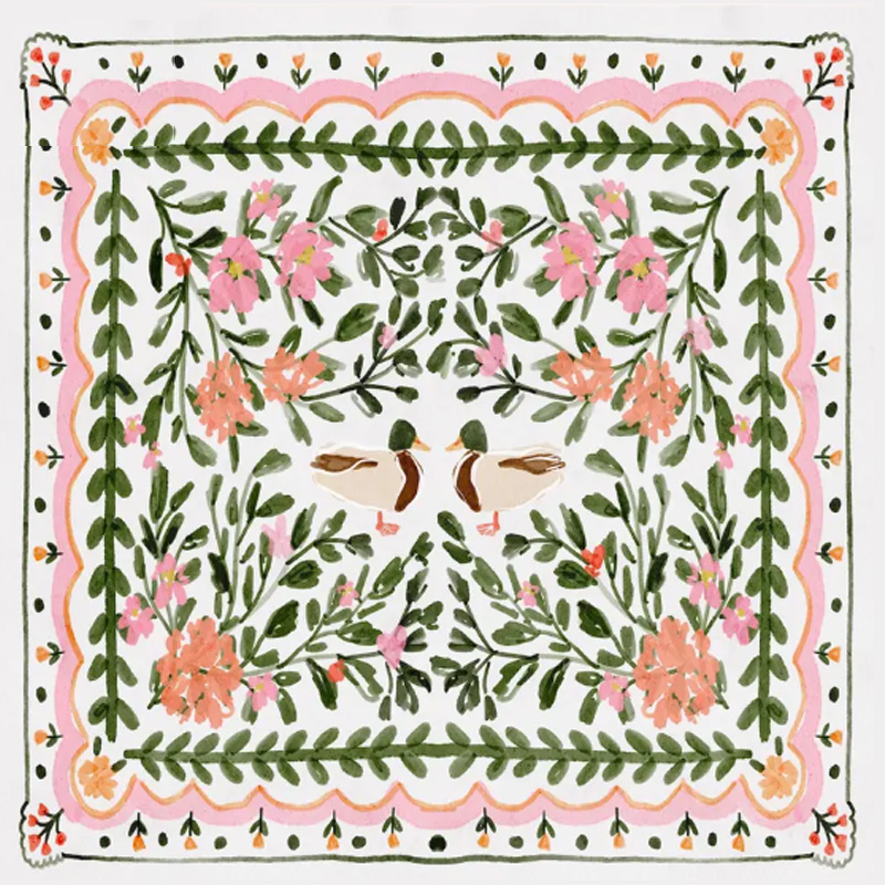 Botanical Floral Pattern Waterproof Non Slip Table Protector Gift Mahjong Mat Gift for Family