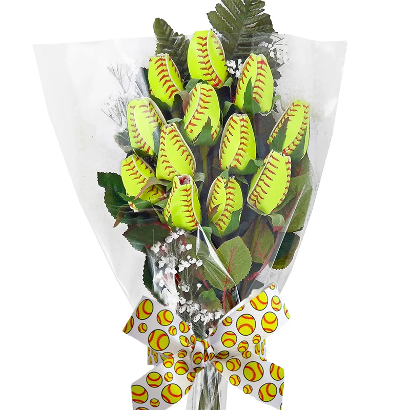 Personalized Softball Rose Bouquet with Custom Text for Weddings, Graduations, and Team Celebrations Gifts 
