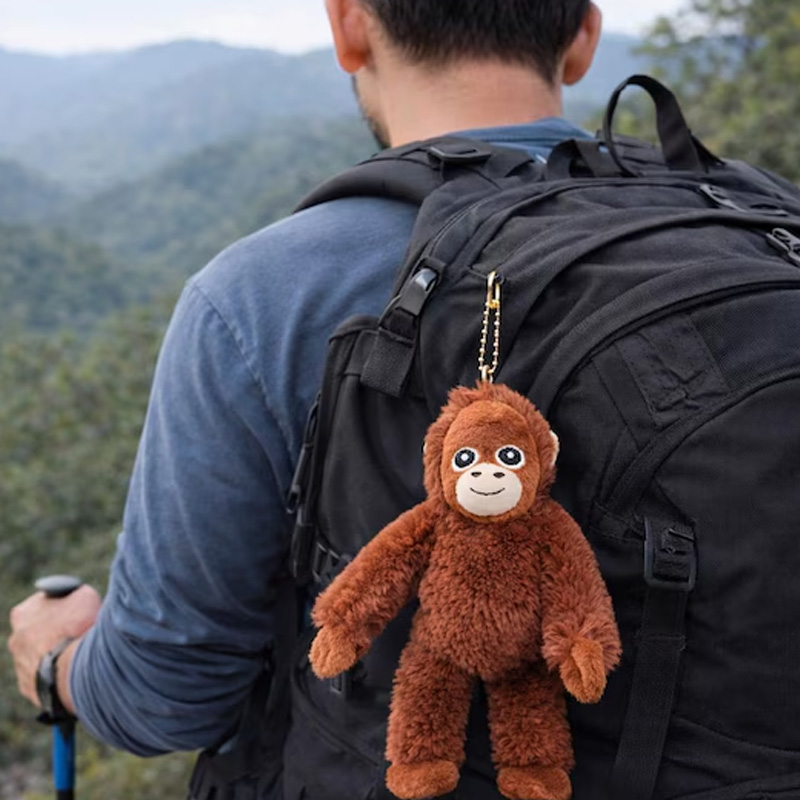 Cute Small Soft Stuffed Animal Custom Name Bag Charm Gift for Kids and Adults Punch Monkey Gorilla Plush Keychain